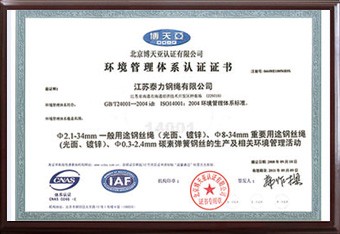 Environmental management system certification